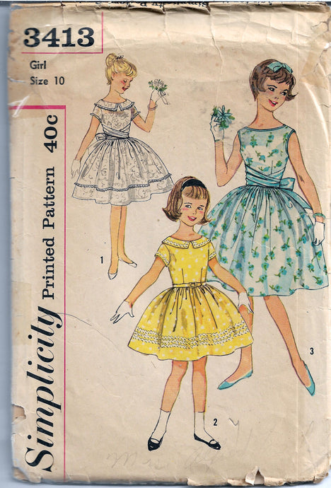 vintage 1960s sewing pattern dress simplicity 3413