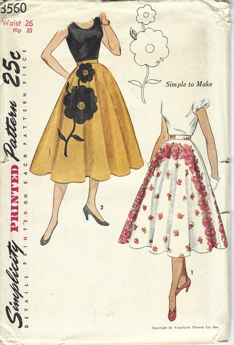 simplicity 3560 circle skirt vintage pattern