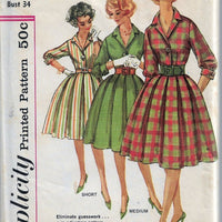 Simplicity 3580 Vintage Sewing Pattern 1960s Ladies Dress Pleated Skirt Shirtwaist - VintageStitching - Vintage Sewing Patterns