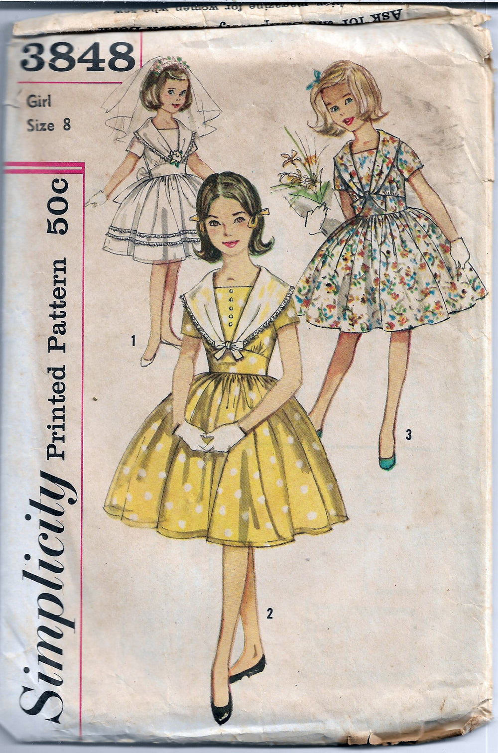 vintage 1960s pattern girls dress simplicity 3848