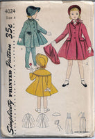 
              simplicity 4024 girls coat vintage pattern 1950s
            