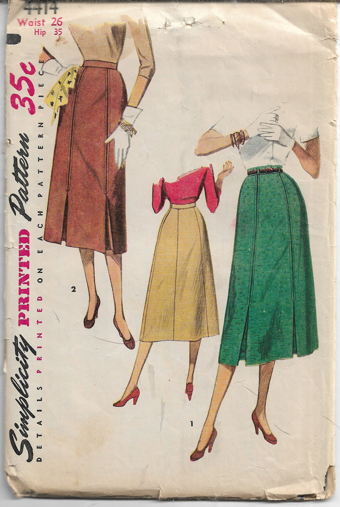 Simplicity 4414 Ladies Gored Skirt Vintage Sewing Pattern 1950s ...