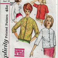 Simplicity 4464 Vintage Sewing Pattern 1960's Misses Blouse - VintageStitching - Vintage Sewing Patterns
