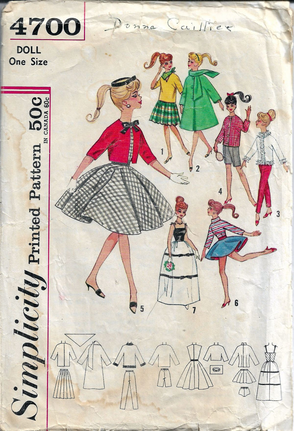 Simplicity 4700 Barbie Doll Clothes Dress Jacket Vintage 1960's Sewing Pattern - VintageStitching - Vintage Sewing Patterns