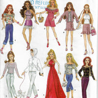 Simplicity 4702 Barbie Doll Clothes Wardrobe Pattern Dress Pants Top - VintageStitching - Vintage Sewing Patterns