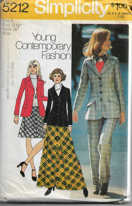 Simplicity 5212 Vintage Sewing Pattern 1970s Teen Ladies Blazer Jacket - VintageStitching - Vintage Sewing Patterns