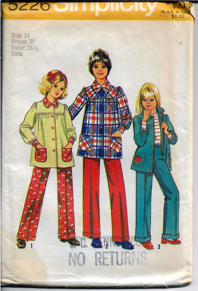 Simplicity 5226 Vintage Sewing Pattern Girls Smock Top and Pants - VintageStitching - Vintage Sewing Patterns