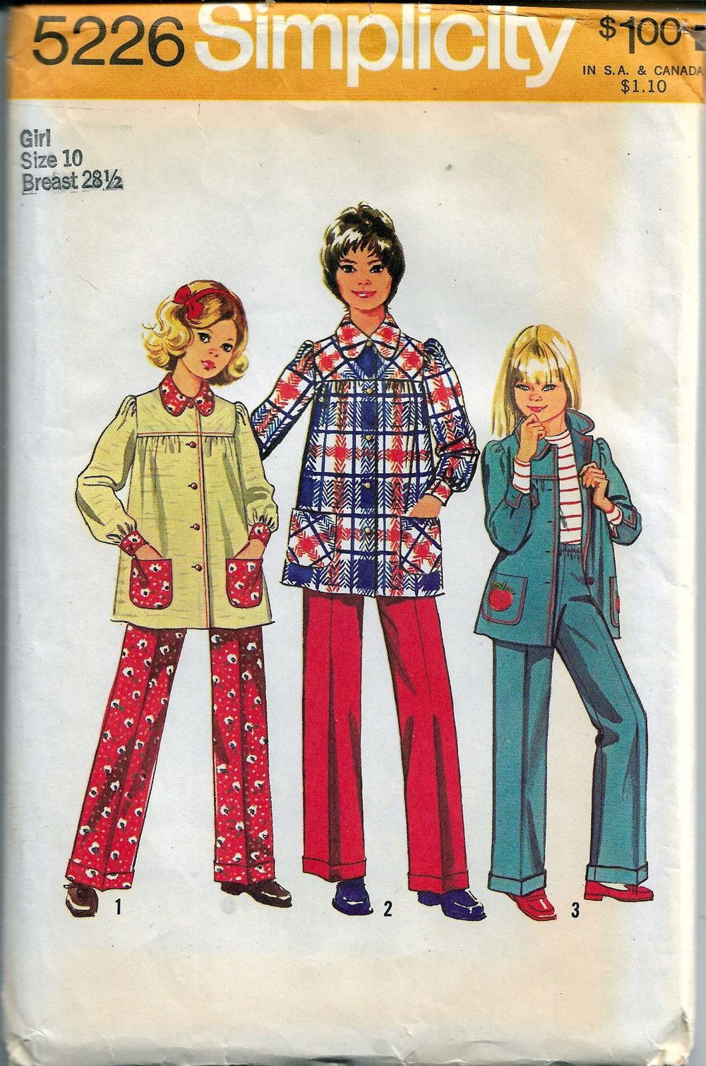 Simplicity 5226 Vintage Sewing Pattern Girls Smock Top and Pants - VintageStitching - Vintage Sewing Patterns