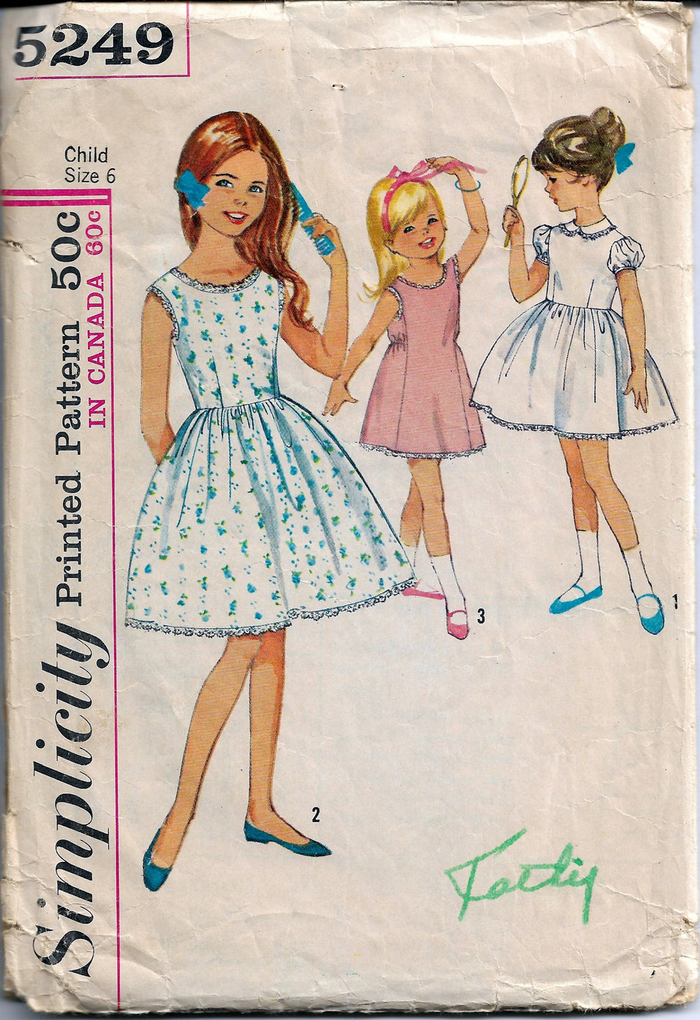 simplicity 5249 girls slip vintage pattern 1960s