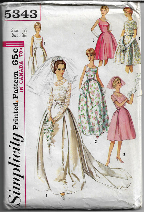 simplicity 5343 wedding gown vintage pattern