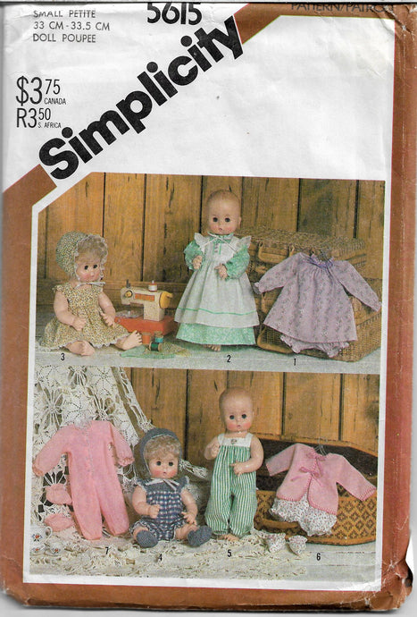 doll clothes vintage pattern simplicity 5615