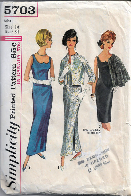 simplicity 5703 sheath dress vintage pattern