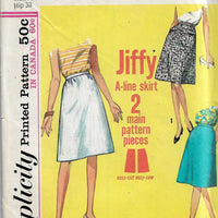 Simplicity 5937 Vintage Sewing Pattern 1960's Misses Jiffy Skirt - VintageStitching - Vintage Sewing Patterns