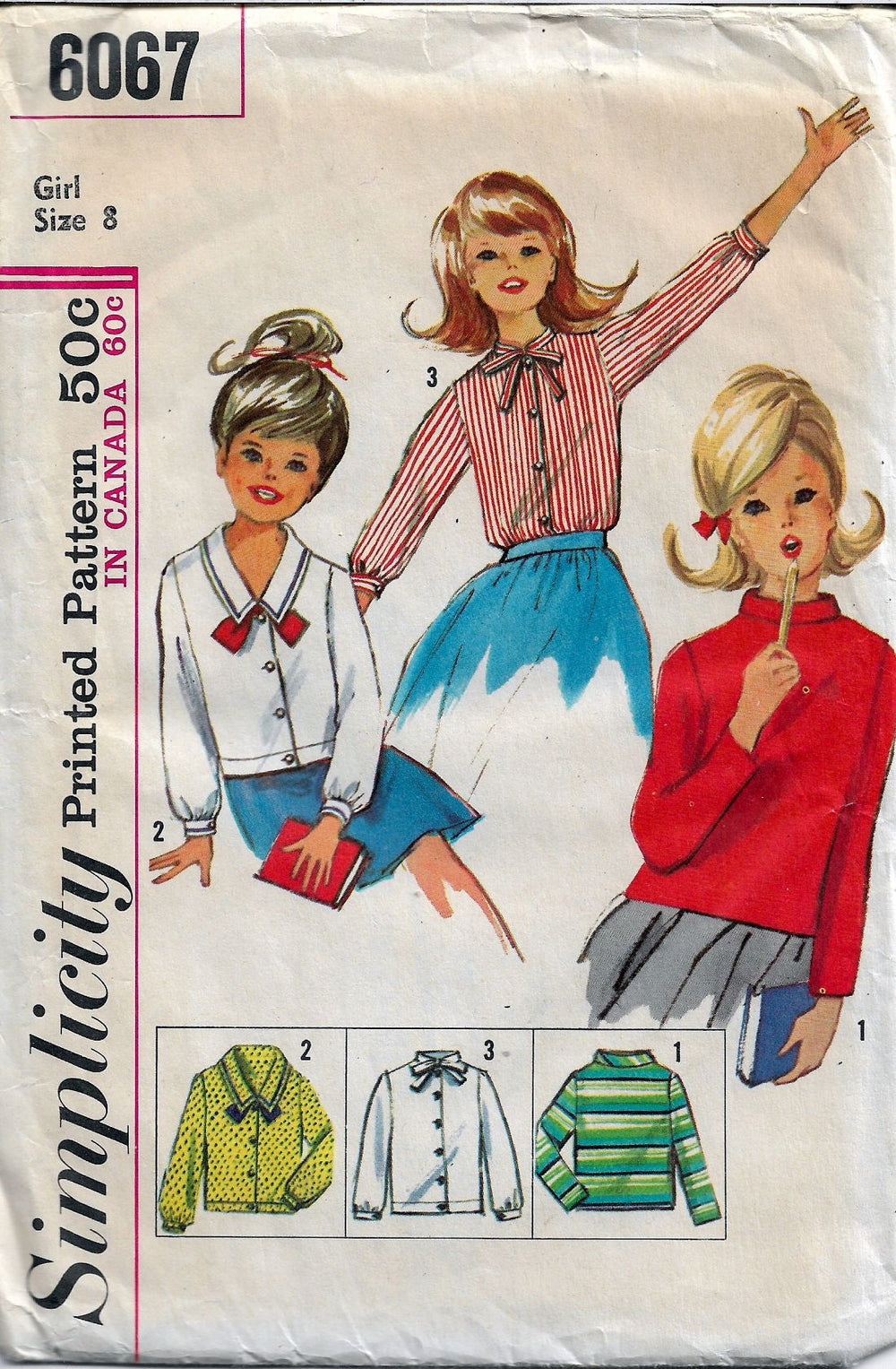 Simplicity 6067 Little Girls Set of Blouses Vintage Sewing Pattern - VintageStitching - Vintage Sewing Patterns