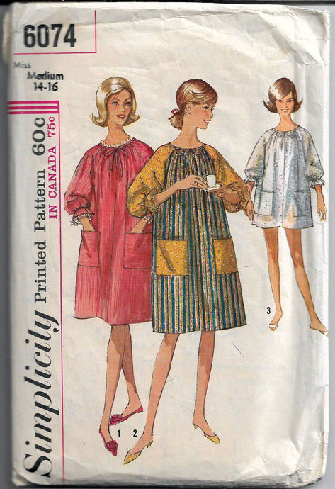 simplicity 6074 muu muu vintage 60s pattern