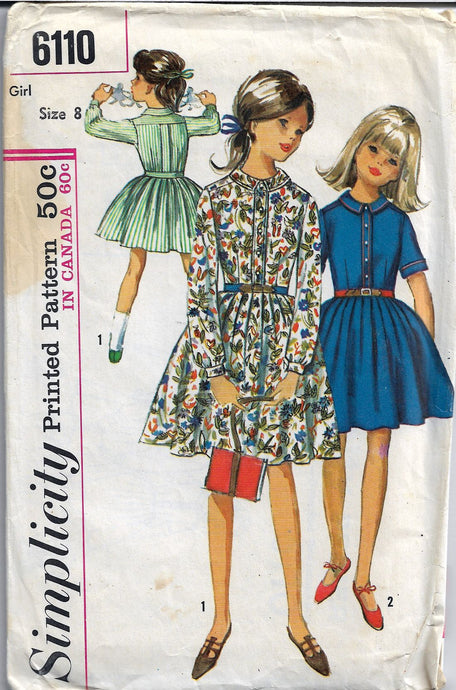 Simplicity 6110 Girls One Piece Dress Vintage 1960's Sewing Pattern - VintageStitching - Vintage Sewing Patterns