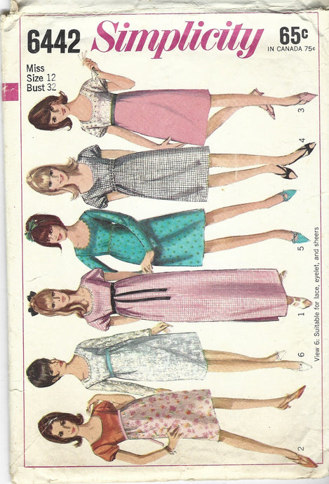 simplicity 6442 dress vintage pattern