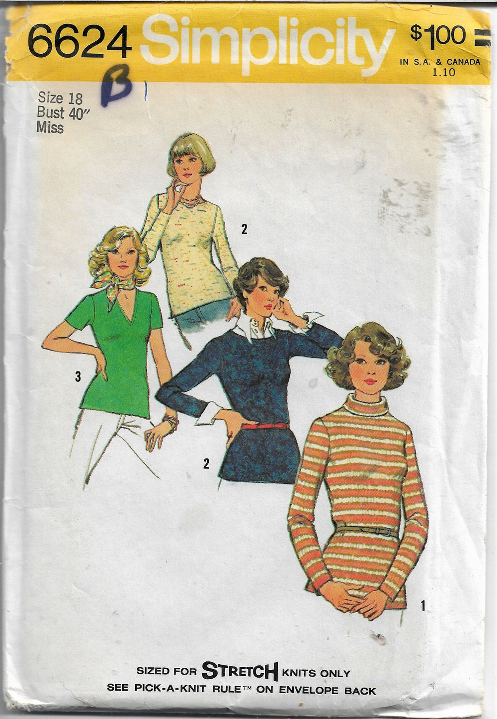 simplicity 6624 ladies tops vintage pattern