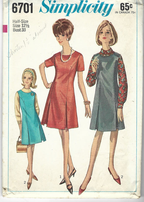 Simplicity 6701 half size dress vintage pattern