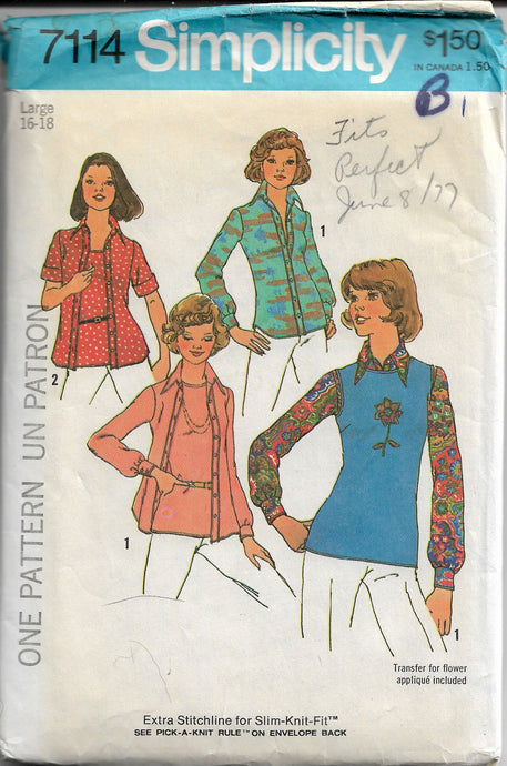 simplicity 7114 vintage pattern 1970s