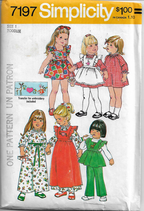 simplicity 7197 toddler dress vintage pattern