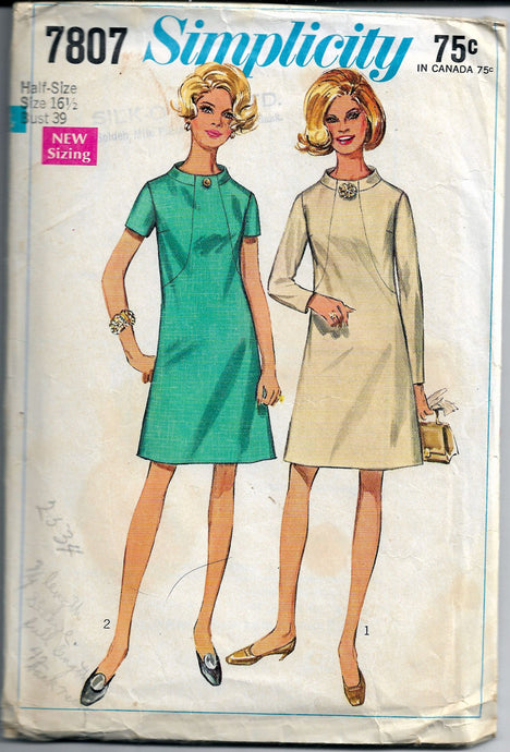 simplicity 7807 a line dress vintage pattern