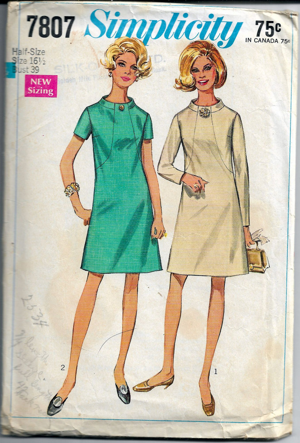 simplicity 7807 a line dress vintage pattern