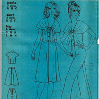 Simplicity 7820 Ladies Tie Front Top Skirt Pants Vintage Sewing Pattern 1970s No Envelope