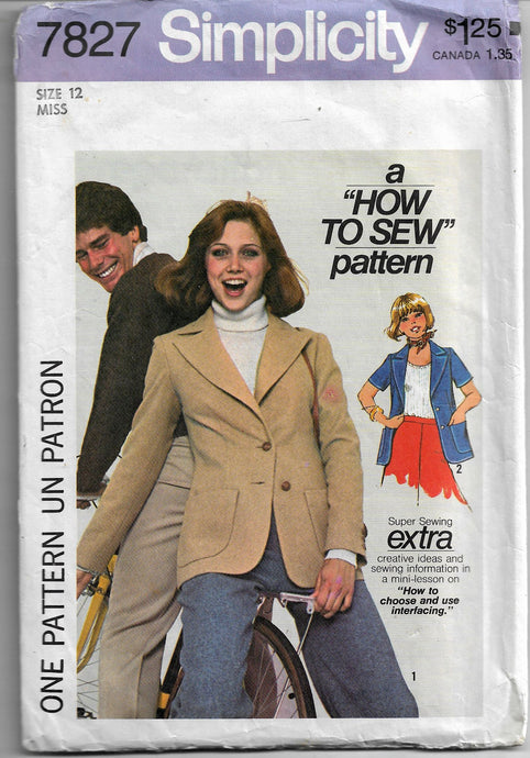 simplicity 7827 blazer vintage pattern