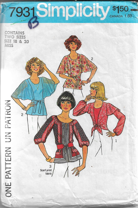 simplicity 7931 blouse vintage pattern