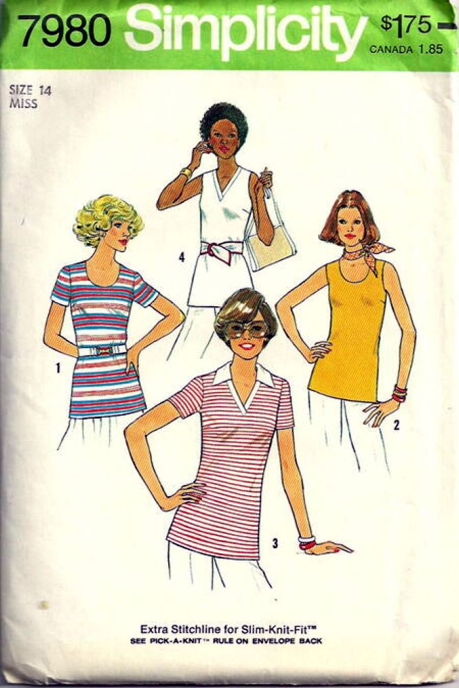 simplicity 7980 top vintage sewing pattern 1970s