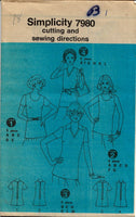 
              Simplicity 7980 Back Zipper Top Vintage Sewing Pattern 1970s No Envelope
            