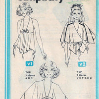 Simplicity 8029 Ladies Halter Top Vintage Sewing Pattern 1970s No Envelope