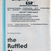 Simplicity 8187 Ladies Ruffled Blouse Vintage Sewing Pattern 1970s No Envelope
