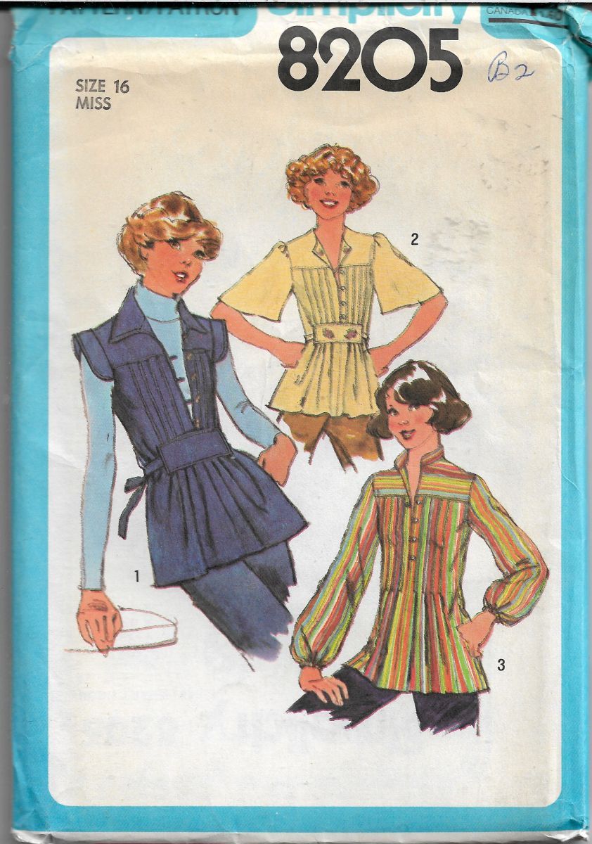 simplicity 8205 vintage pattern 1970s pullover top