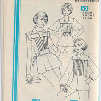 Simplicity 8205 Ladies Pullover Top Blouse Vintage Sewing Pattern 1970s No Envelope