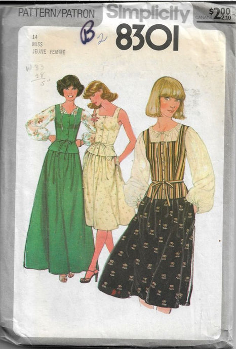 simplicity 8301 blouse vintage pattern