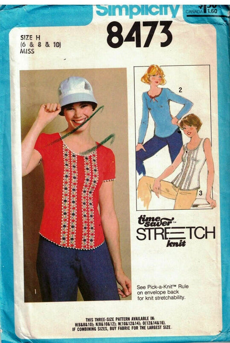 simplicity 8473 pullover top vintage pattern 1970s
