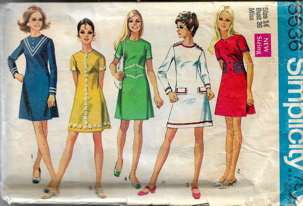 simplicity 8636 dress vintage pattern 1960s