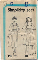 
              Simplicity 8657 Ladies Dress Gown Vintage Sewing Pattern 1970s No Envelope
            