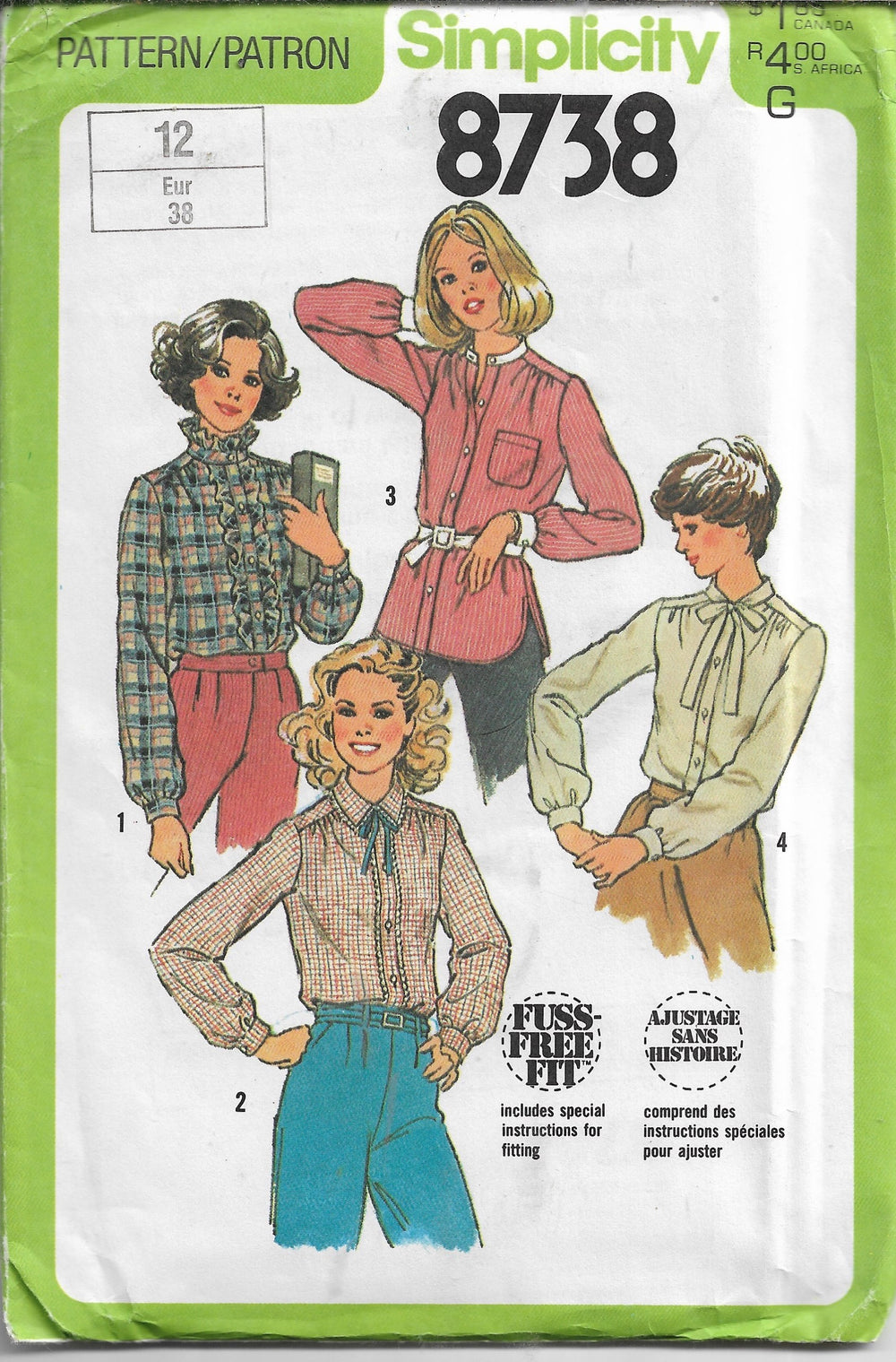 simplicity 8738 vintage blouse pattern