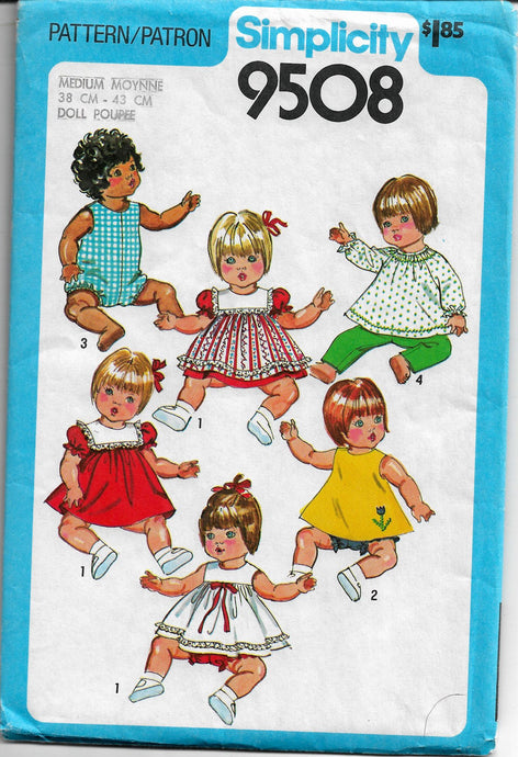 doll clothes vintage pattern simplicity 9508