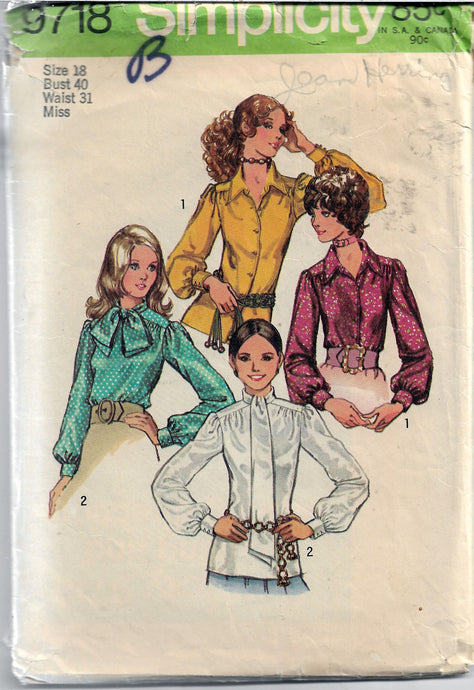 simplicity 9718 vintage pattern blouses