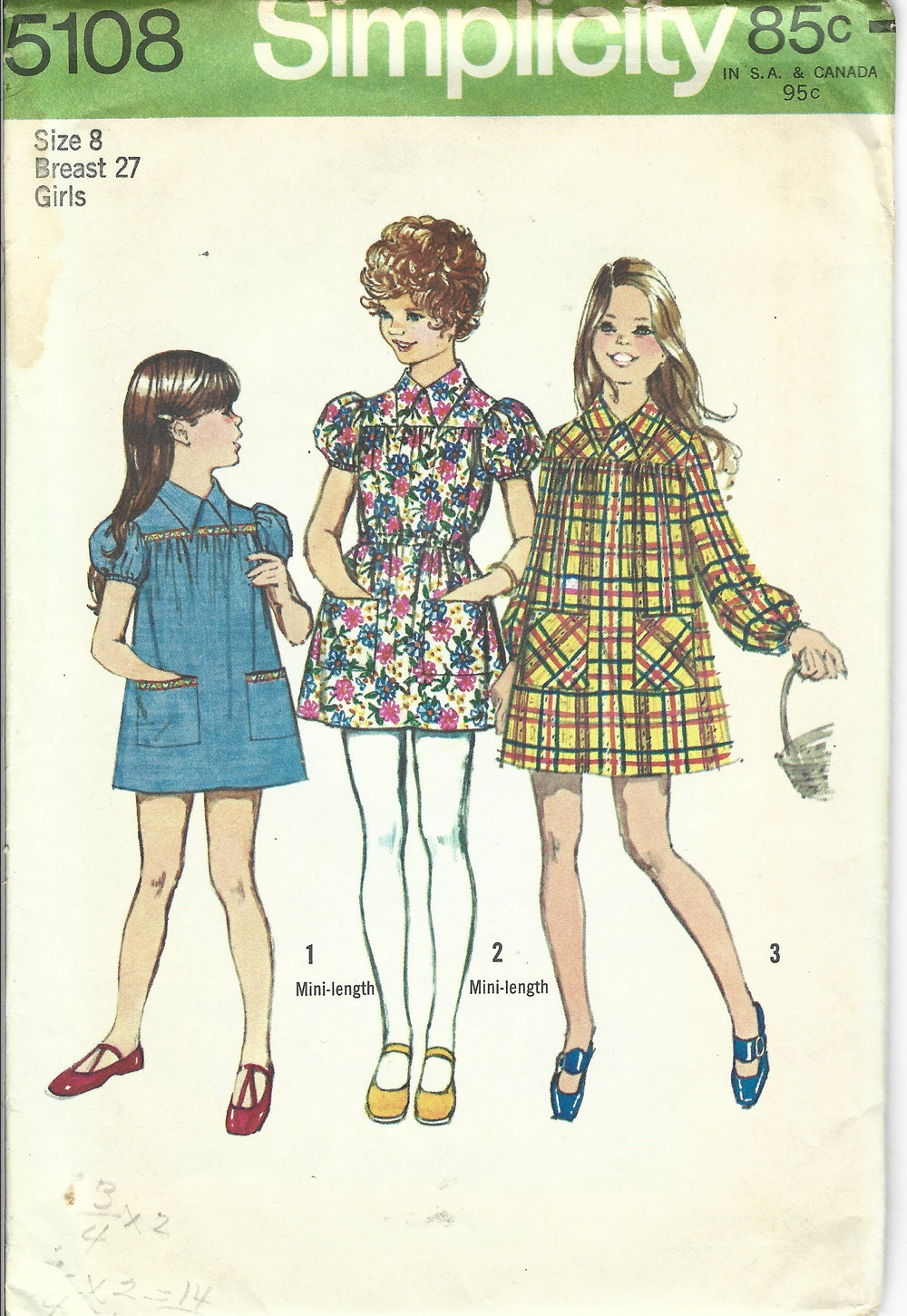 simplicity 5108 girls dress vintage pattern