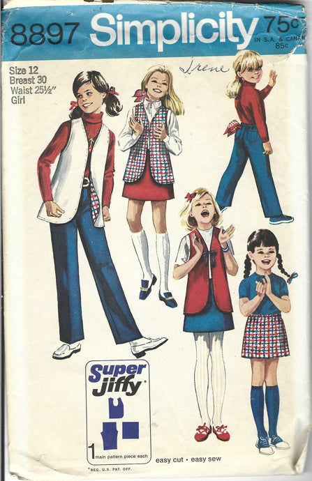 simplicity 8897 girls vintage pattern