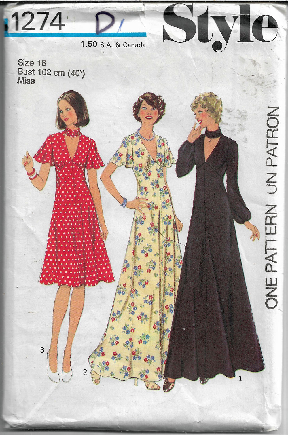 style 1274 gown dress vintage pattern