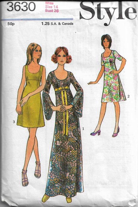 style 3630 dress vintage pattern