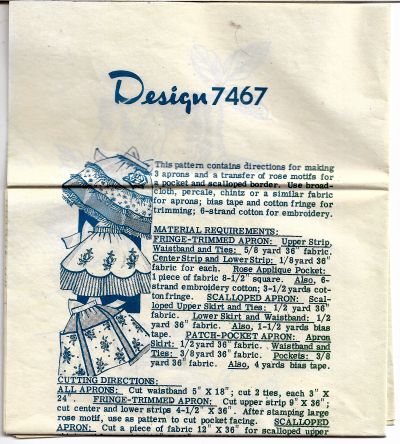 Vintage Transfer Pattern Apron Rose Motif Design 7467 - VintageStitching - Vintage Sewing Patterns