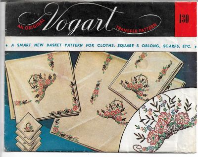 Vintage Transfer Pattern Vogart 130 Floral Basket - VintageStitching - Vintage Sewing Patterns