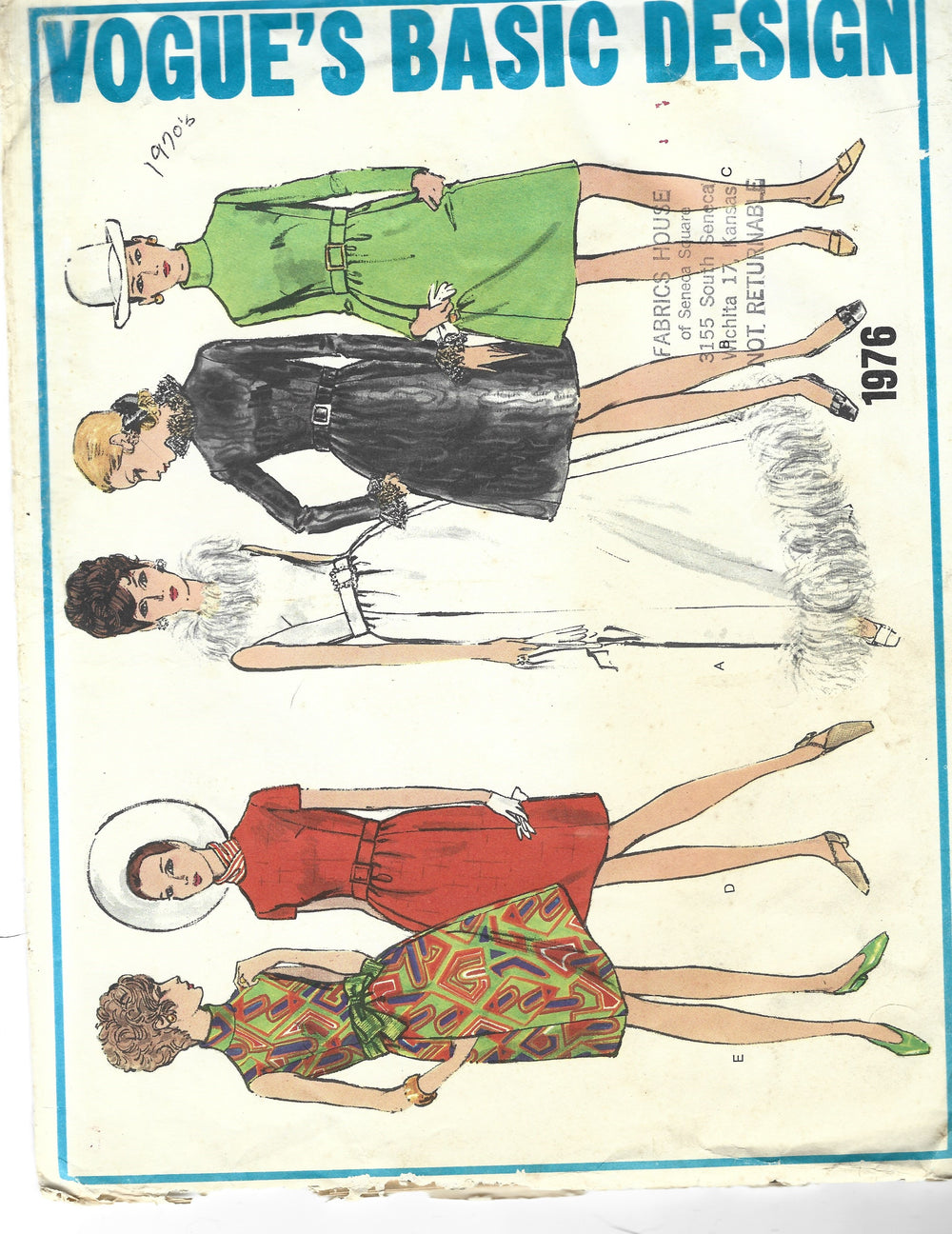 Vogue 1976 Basic Design Ladies Dress Evening Gown Vintage Pattern